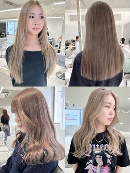 キーン 立川店(keen)の写真/ケアブリーチで作るハイトーンカラー、ブリーチなしのダブルカラー/透明感カラーが得意◎