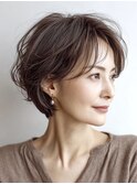 40代50代60代/脱白髪染め白髪ぼかしハイライト/大人ショート