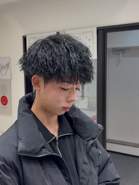 ルースト 京都駅前店(ROOST) 黒髪!パイルツイスト刈り上げセンターパート/barber/京都駅