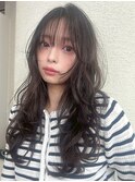 透明感/ロングレイヤー/艶髪ウェーブ/顔まわりカット