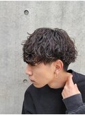 波巻きパーマメンズマッシュニュアンスパーマツイストパーマ黒髪