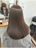 髪質改善　艶髪ストレート　ワンレン　切りっぱなし　艶髪ロング
