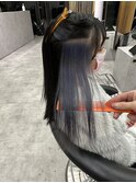 レイヤーカットディープブルーインナーカラーケアブリーチ