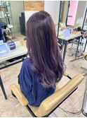 シアーカラー姫カットカールブルーラベンダーグラデーション所沢
