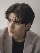 センターパートカルマヘアニュアンスパーマアップバング韓国原宿