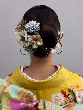 マップデザイン(map design) アップスタイル 成人式 20代 和装 タイト ヘアセット アレンジ