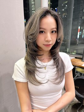 アルバム 銀座(ALBUM GINZA) ウルフレイヤー顔周りレイヤーホワイトベージュ_F31370