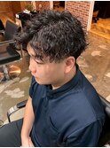 爽やかメンズショートメンズパーマメンズウェーブヘアアッシュ