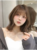 ラテグレージュ顔周りレイヤーボブ韓国結べるレイヤーカット0616