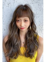 ヘアーズ ベリー 香椎店(hairs BERRY)&nbsp;ぱっつん前髪愛されくせ毛風カール外ハネボブカールセミディ美髪