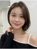 センターパート大人ショートヘアひし形レイヤーボブ20代30代A23