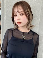 ロンドワン 三宮元町(Lond one) 切りっぱなしボブ/インナーカラーミルクティーベージュ