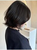 黒髪ボブルフネビージュ小顔ワンレン