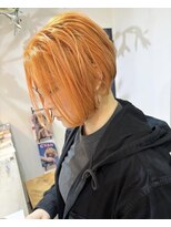 アーブル ヘアーアンドメイク(ARBRE) パールオレンジブリーチカラー前下がりボブ