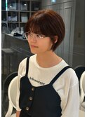 やわらかオレンジカラーと丸みショート