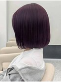 髪質改善カラー/透明感/ショートボブ/カシスブラウン