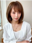 【30代40代】小顔前下がりボブ/ココアベージュ/オリーブグレー 