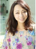 大人上品ワンカールグレージュセミディ×小顔ひし形シルエット