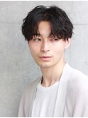 大人無造作中分けツイストスパイラル
