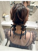ツインヘア/編み下ろしヘア/お呼ばれヘアセット
