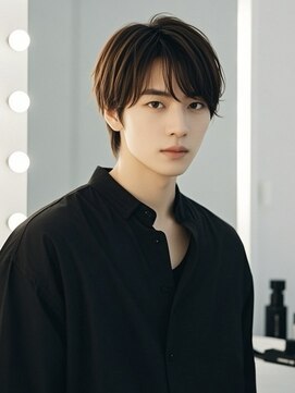 エイチ メンズ(H) フェザーパーマフェードカットツーブロックセンター分けメンズ