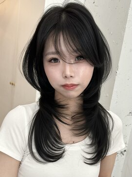 ライン(LINE) 韓国風/レイヤー/前髪カット/オリーブ/透明感/ハッシュカット