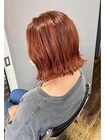 ヘアアンドメイク エジェリ(hair&make egerie) オレンジカラー★前下がり切りっぱなしボブ