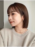 外ハネボブ　切りっぱなしボブ　美髪　イメチェン　ワイドバング
