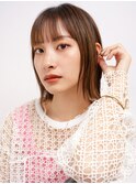 ★美髪切りっぱなしボブエアリーロングピンクブラウンくびれヘア