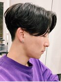 センターパートニュアンスパーマワンカールパーマ韓国コンマヘア