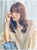 韓国ヘアくびれヘアピンクベージュブラウンレイヤーカット