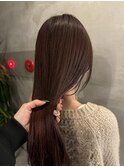 カシスレッドカラー 透明感カラー ブリーチ 髪質改善 縮毛矯正