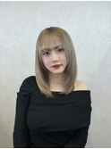 レイヤーカット×ミルクティーベージュ