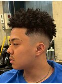 2457黒髪ドレッドヘアカーリータイトロープツーブロックショート