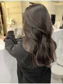 韓国ヘア/ツヤ髪透明感カラーグレージュレイヤーカット巻き髪