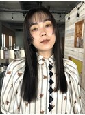 【徳岡紀香】ロングヘア顔周りレイヤーカットオリーブカラー