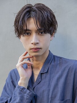 シティ(CITY) 【men`s】フェザーパーマグレー刈り上げショートブルーカラー