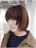 天神大名ダブルカラーショートボブショートカットブロックカラー