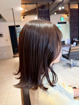 ヘアリゾート粋 ティガ 池袋店(tiga) 外はねミディ/顔まわりレイヤー/ナチュラルブラウン