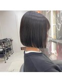 黒髪　ボブ　平行ボブ　ナチュラル　透明感