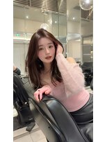 ヌイ 横浜(nui)&nbsp;モテ色気ミディアム_美髪ピンクブラウン切りっぱなしボブ