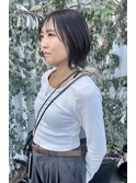 切りっぱなしボブx外ハネアレンジ