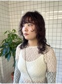 ウルフパーマ　ウェーブパーマ　カシスカラー
