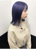 【ボブ/ブルーラベンダー/10代/ブリーチ/切りっぱなしボブ】