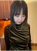 ★顔周りカット 前髪ワイドバング マット艶カラー ボブ 銀座
