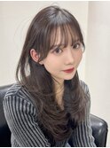顔まわりレイヤー 艶カラー 暗髪 韓国風 髪質改善 福岡美容室
