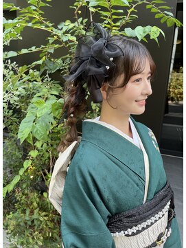 ソノ(sono) 成人式ヘア 卒業式ヘア 編みおろし 振袖ヘア リボン パール