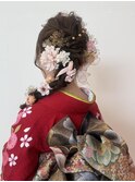 着物に合うガーリー編みおろしヘア