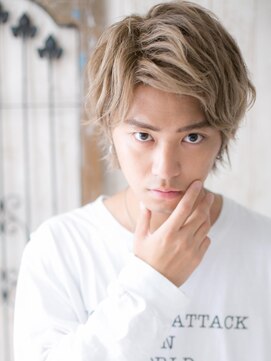 モッズヘア メン 南越谷南口店(mod's hair men) 10代20代学生ホワイトブロンドサーフカールメンズカットa南越谷