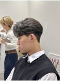 メンズセンターパートウルフセンターパートニュアンスパーマ襟足